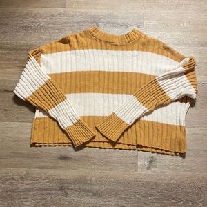 American Eagle Outfitters Mustard and Cream Ribbed Sweater